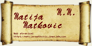Matija Matković vizit kartica